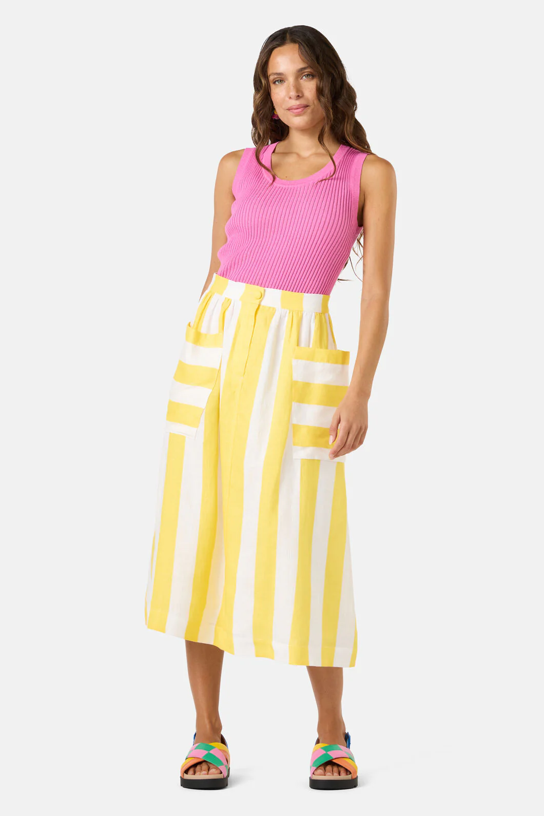 Amara Stripe Linen Skirt - Image 2