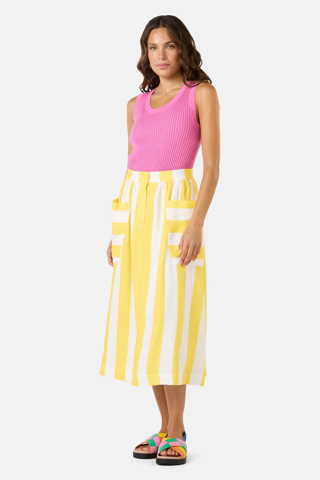 Amara Stripe Linen Skirt - Image 3