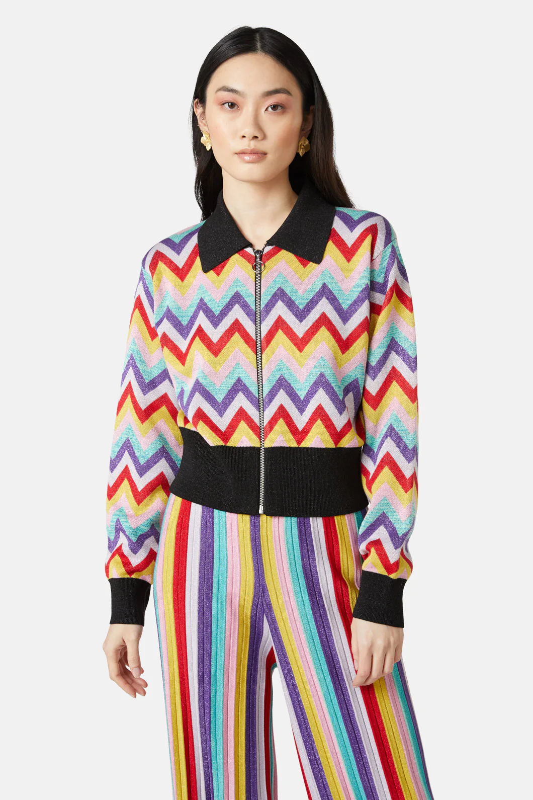 Chevron Lurex Knit Jacket - Image 3