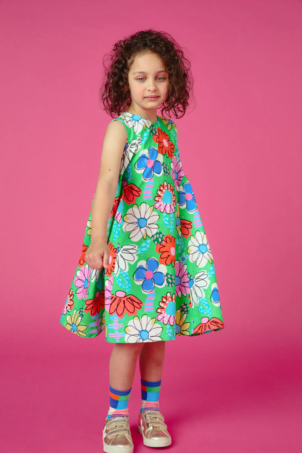 Cut Out Floral Kids Splice Dress - Image 2