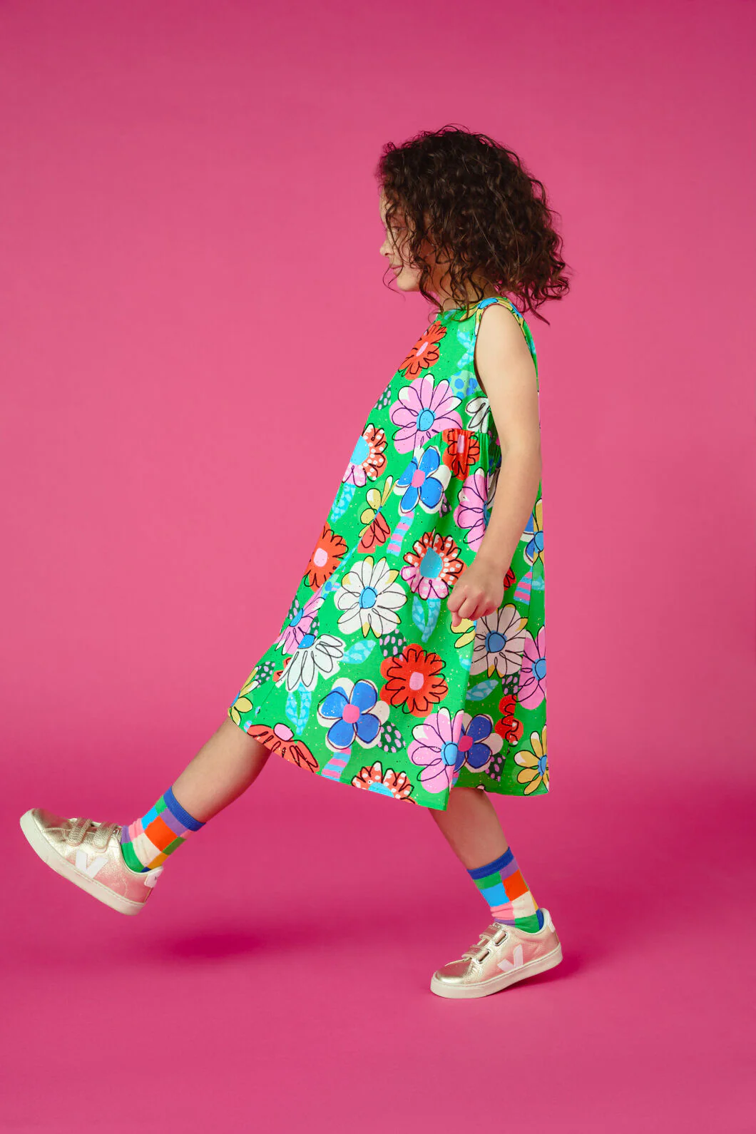 Cut Out Floral Kids Splice Dress - Image 3