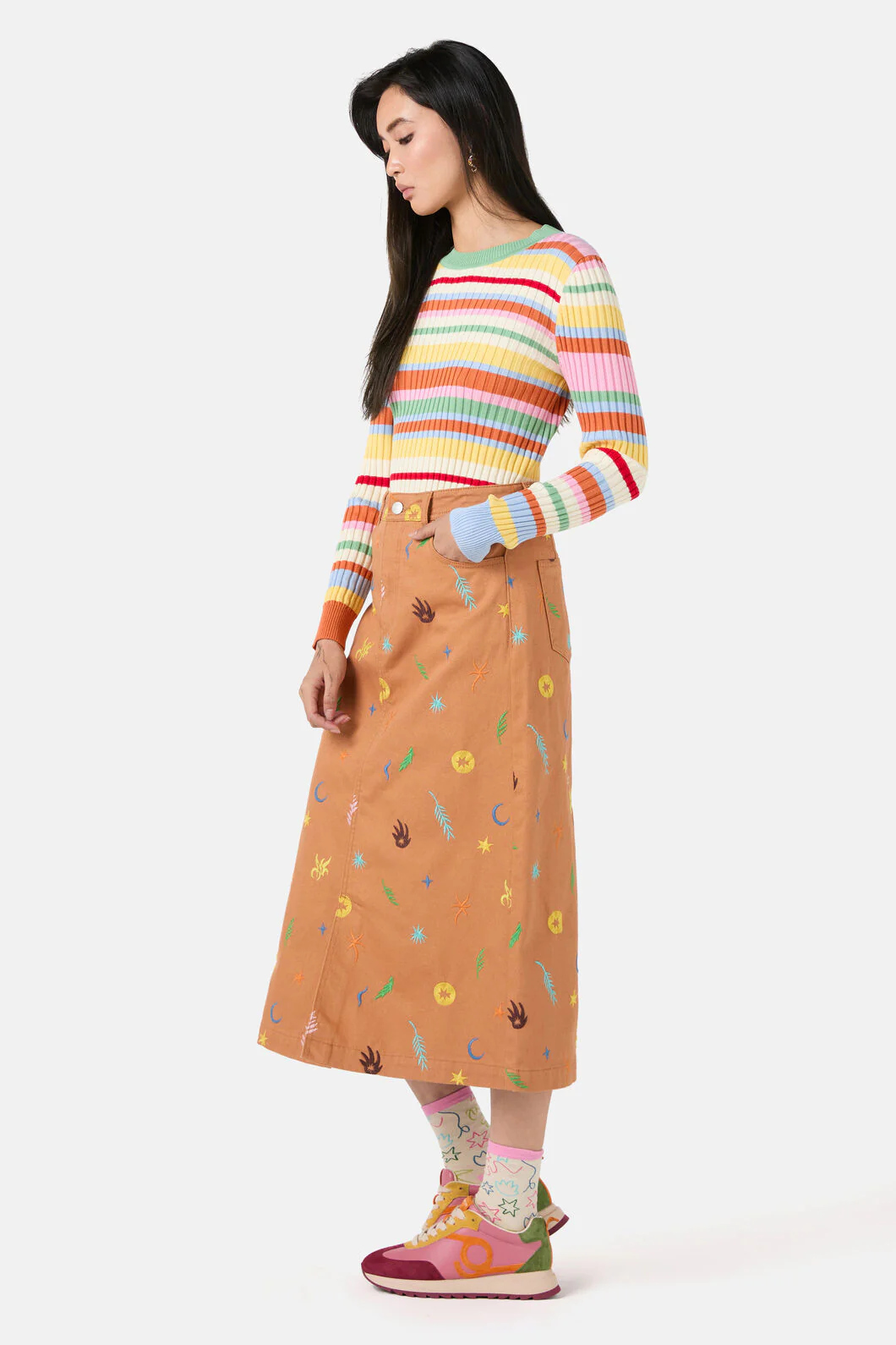Desert Garden Denim Midi Skirt - Image 4