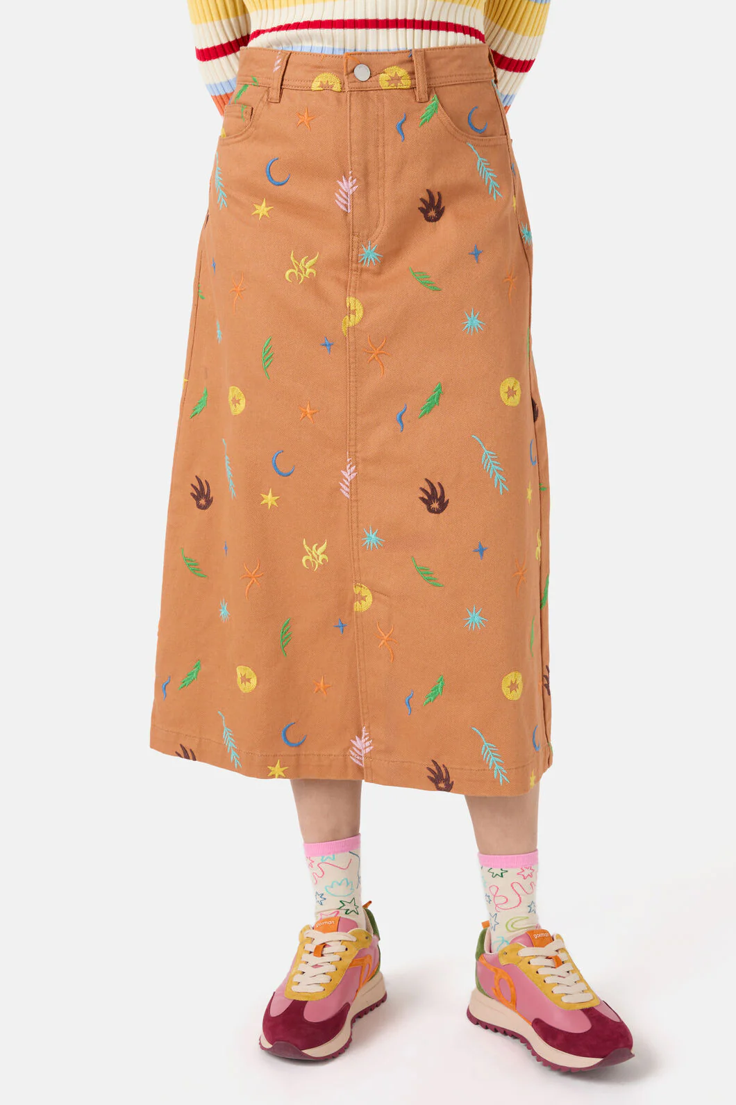 Desert Garden Denim Midi Skirt - Image 6