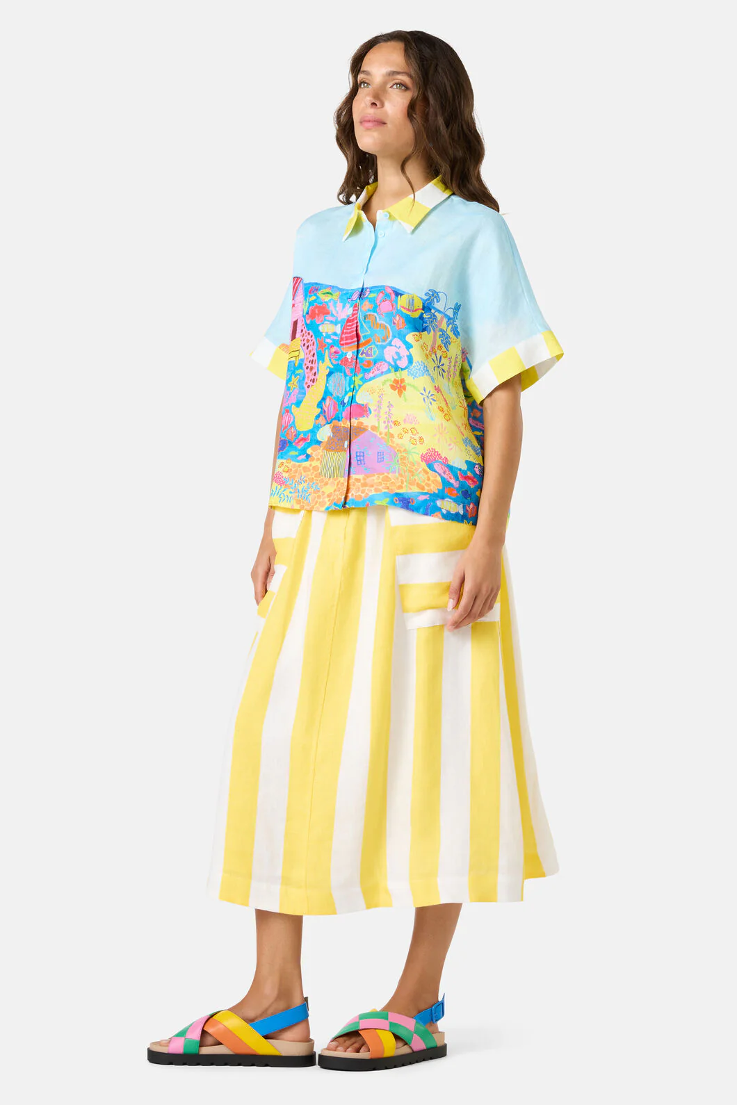 Fish Ahoy Print Linen Shirt - Image 3