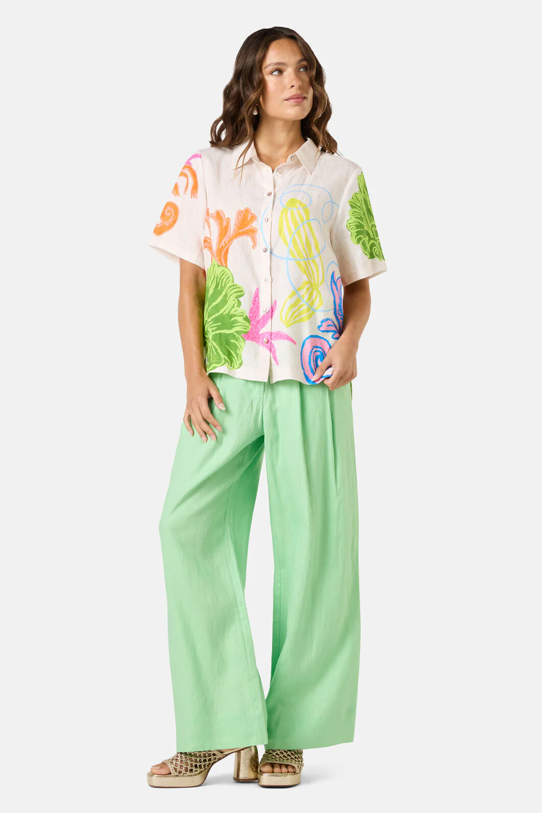 Fleur Tango Print Linen Shirt - Image 2
