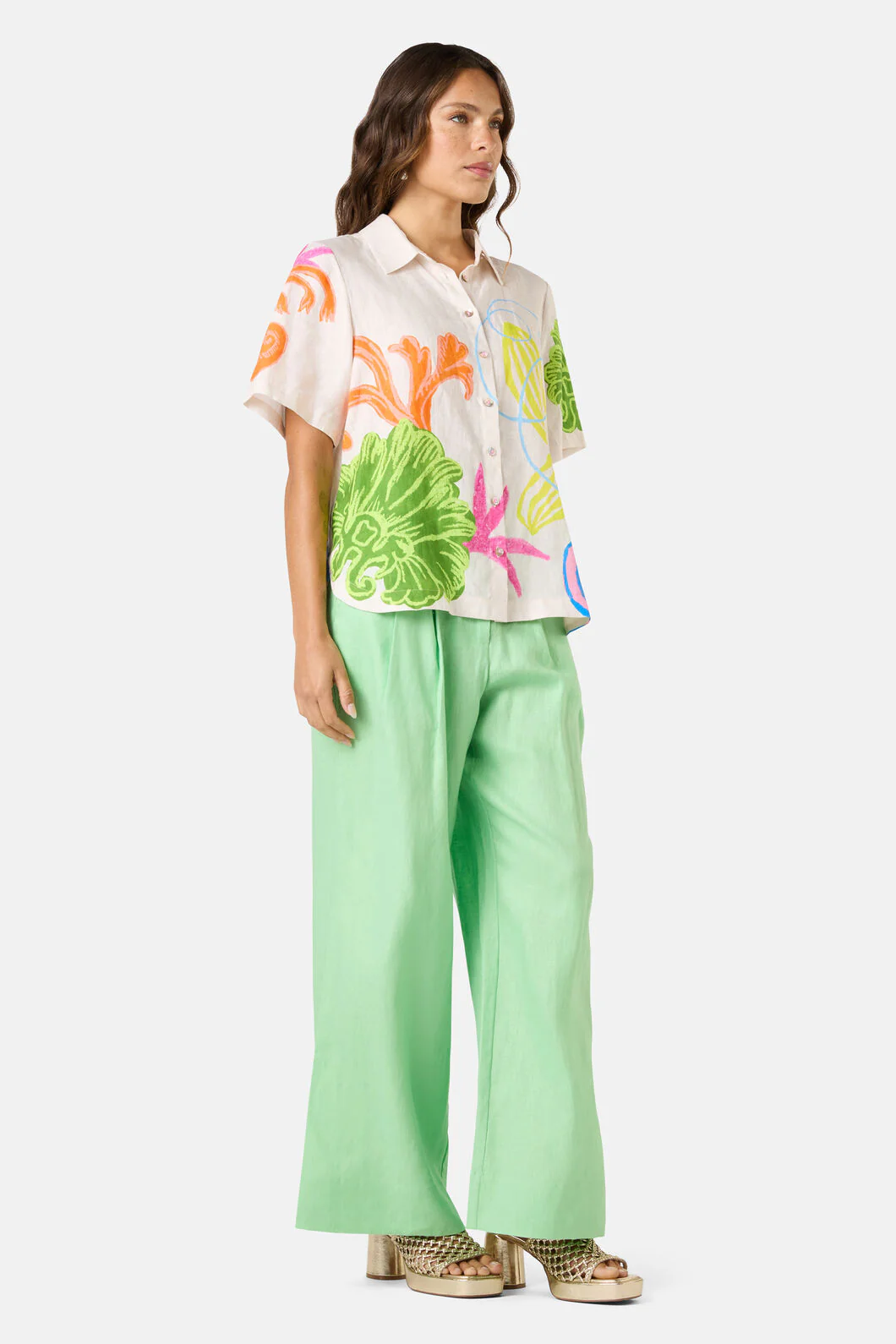 Fleur Tango Print Linen Shirt - Image 4
