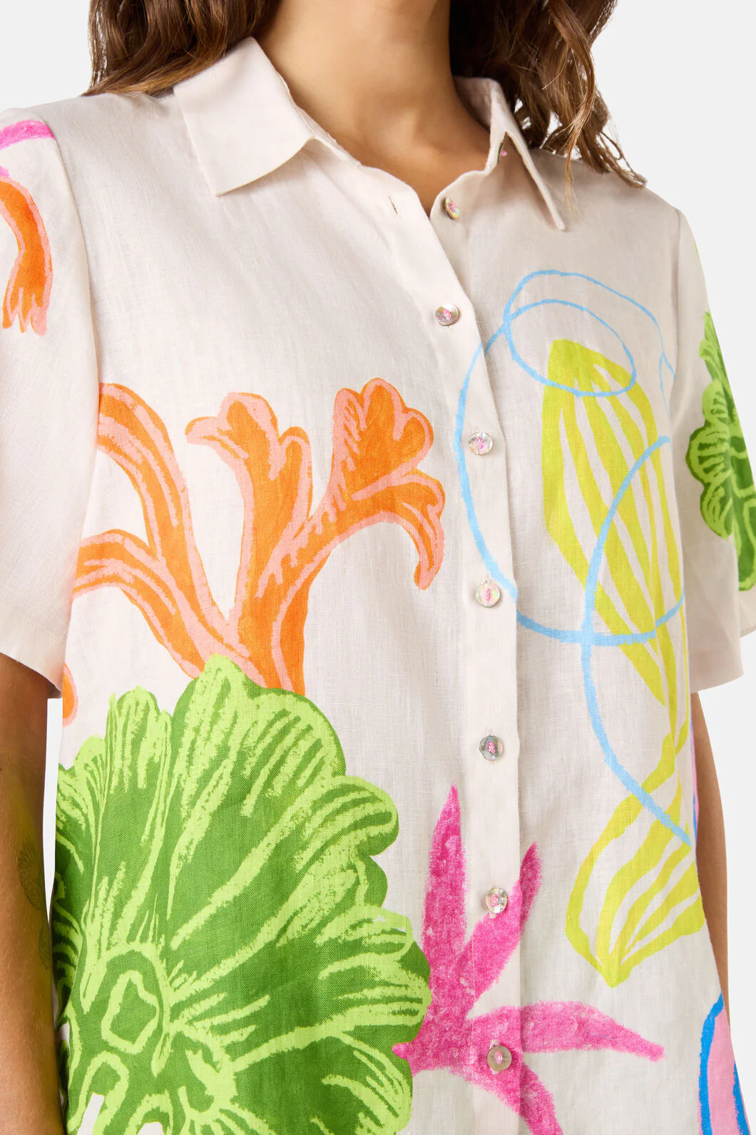 Fleur Tango Print Linen Shirt - Image 6