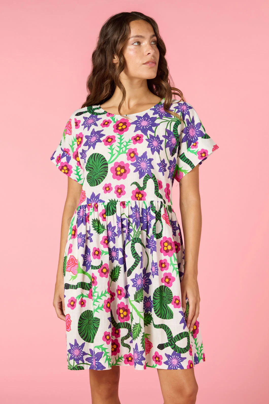 Flowerful Print Smock Dress - Image 10