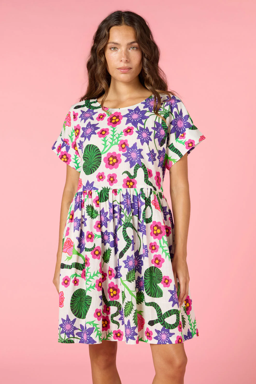 Flowerful Print Smock Dress - Image 11