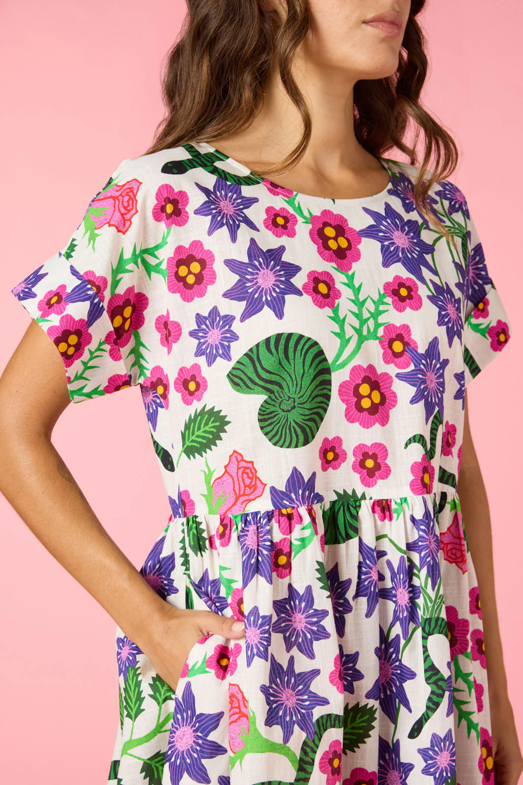 Flowerful Print Smock Dress - Image 12