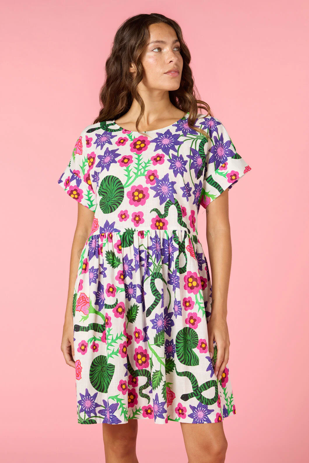 Flowerful Print Smock Dress - Image 5