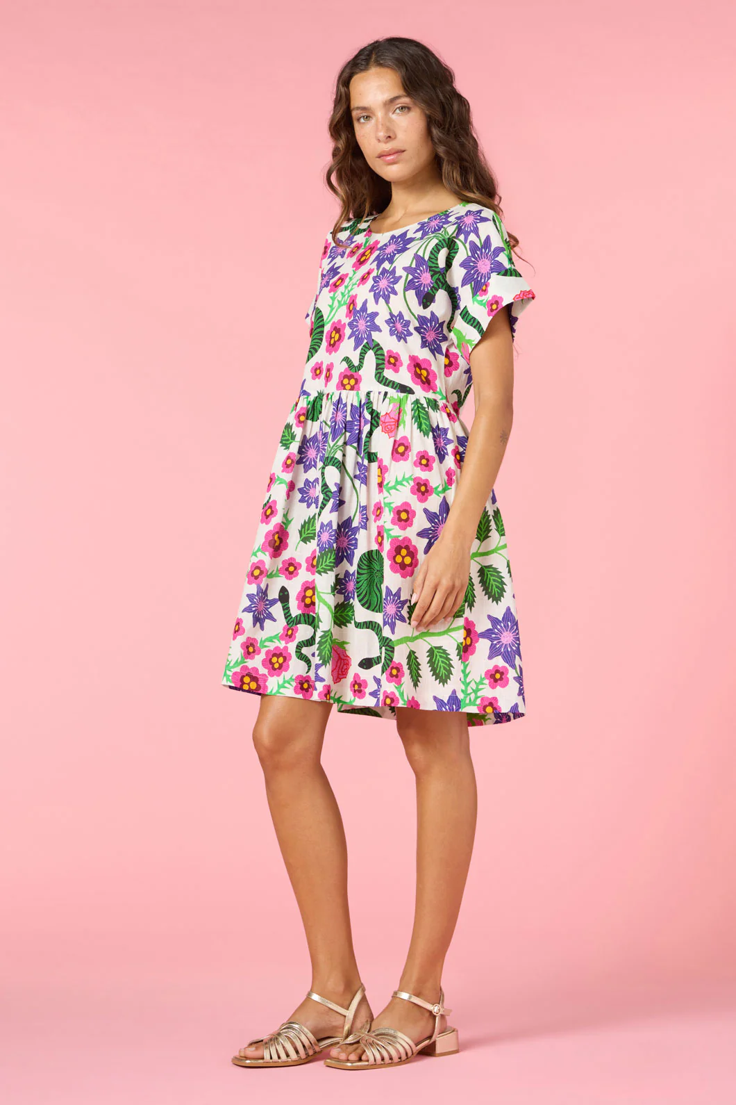 Flowerful Print Smock Dress - Image 8