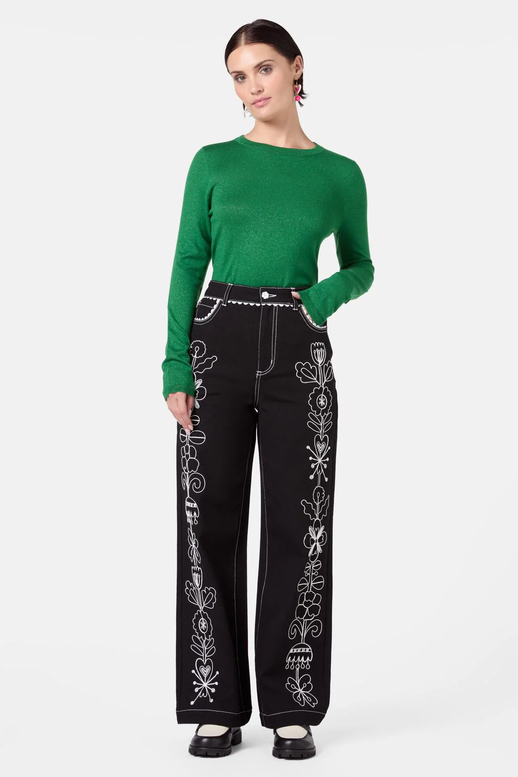 Folk Tales Embroidered Jeans - Image 4