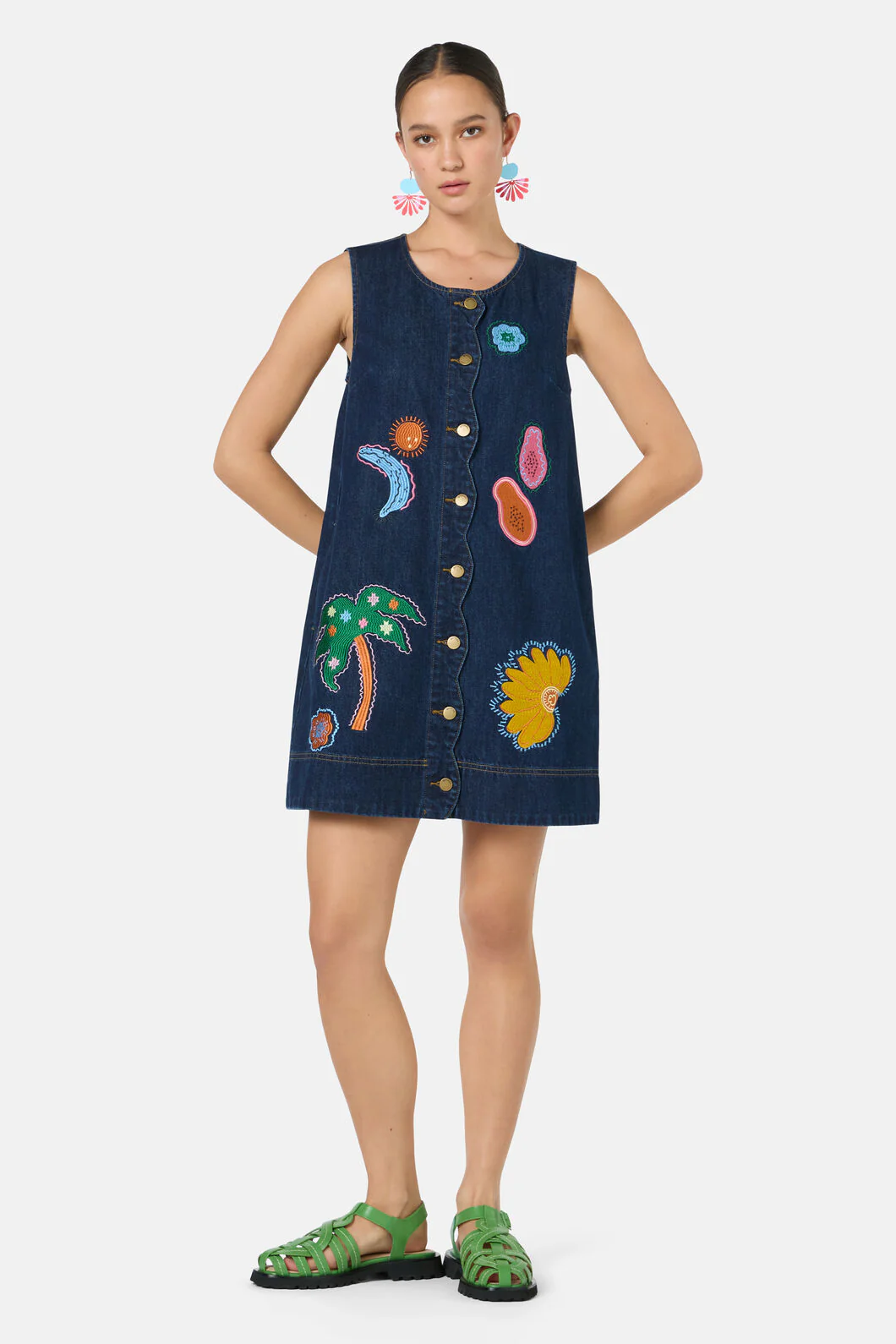 Forest Fruits Denim Pinny Dress - Image 3