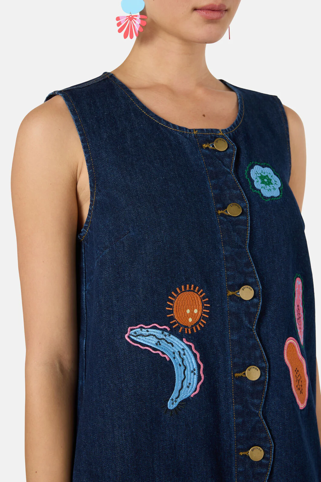 Forest Fruits Denim Pinny Dress - Image 6