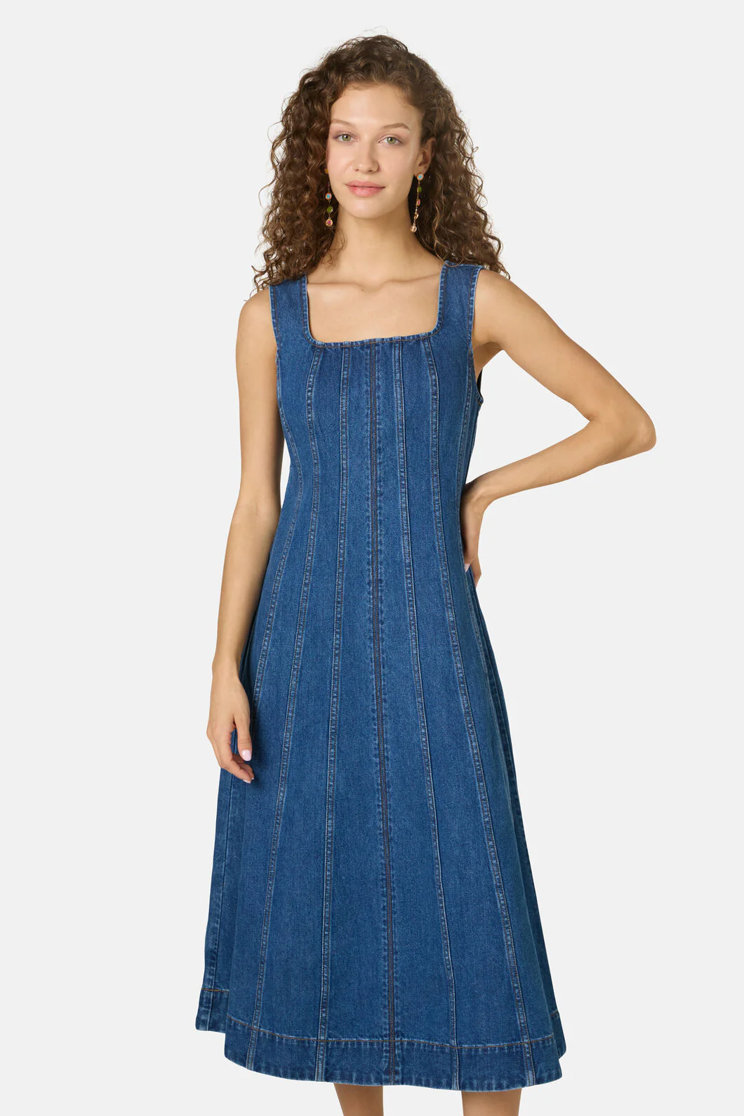 Forget Me Not Denim Midi Dress - Image 4