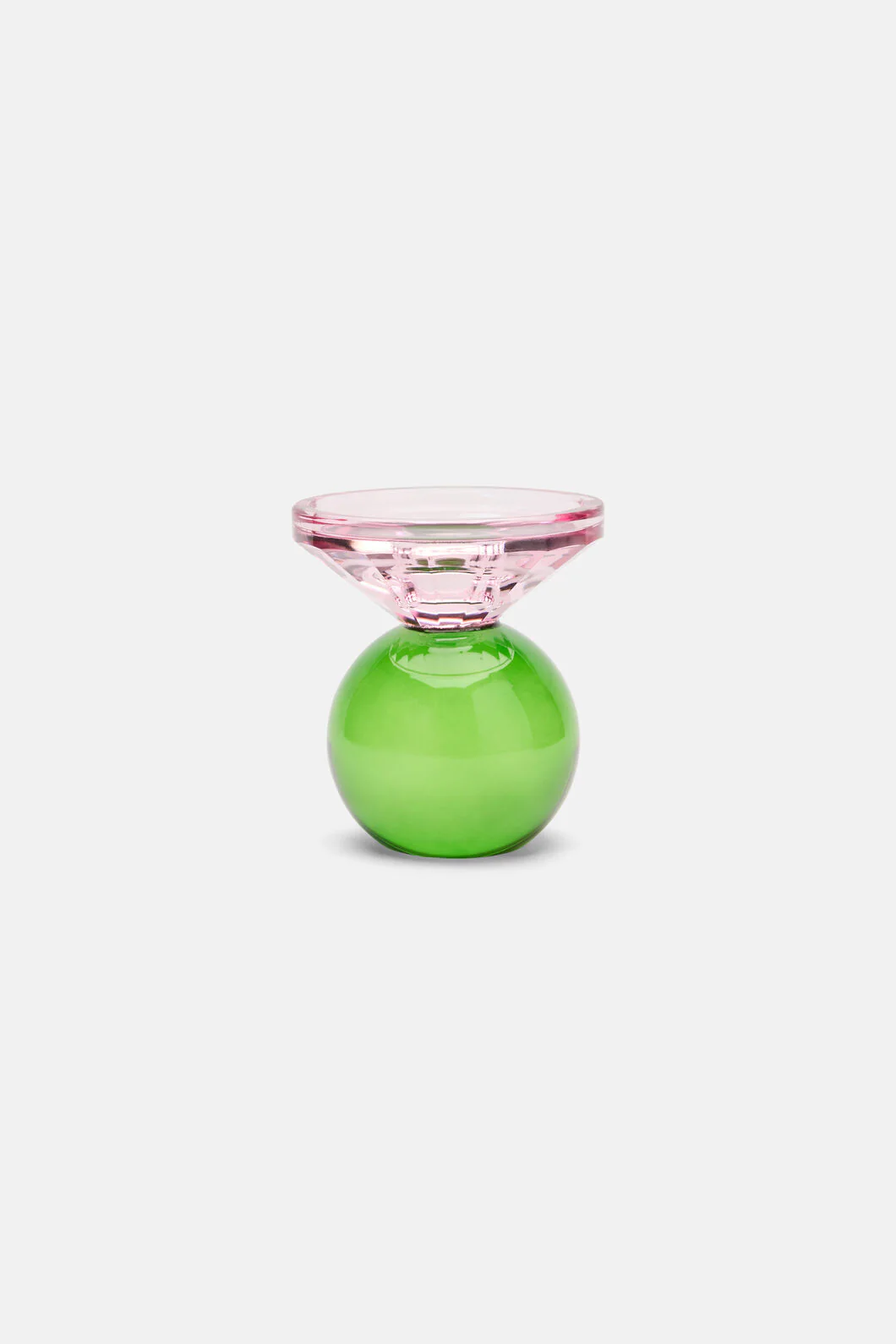 Geo Cut Glass Candle Holder Wide - Image 2