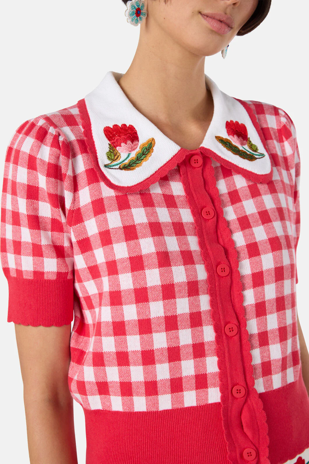 Gingham Scallop Cardigan - Image 7