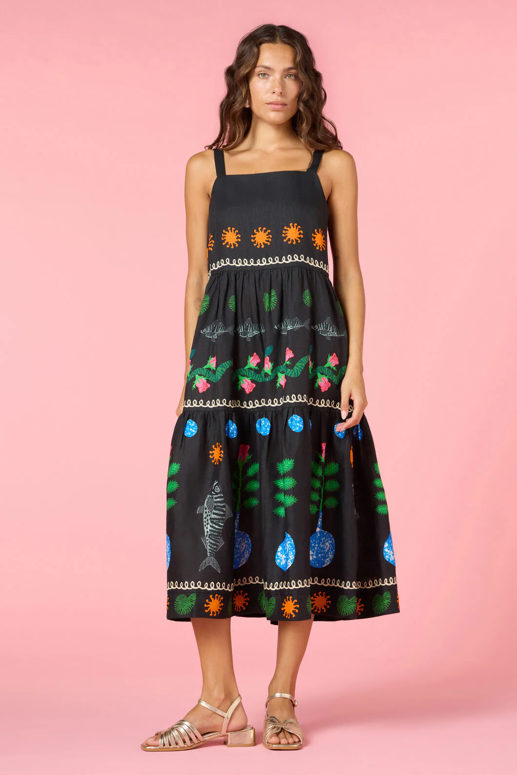 Gone Fishing Print Long Dress - Image 2