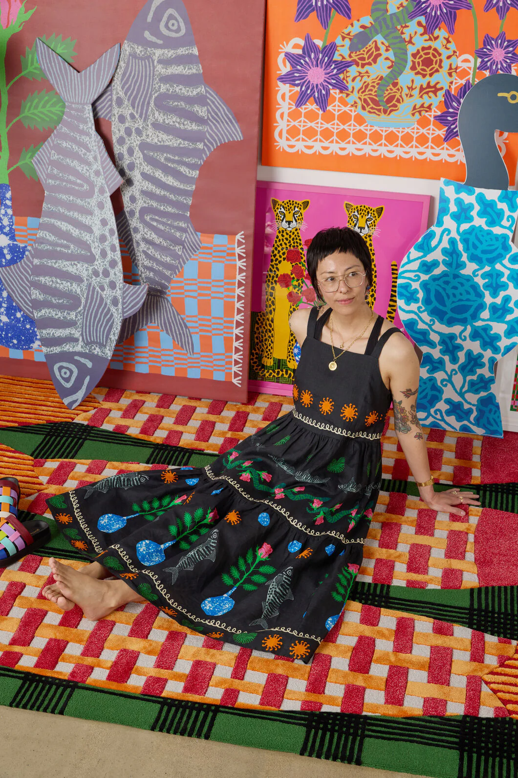 Gone Fishing Print Long Dress - Image 7