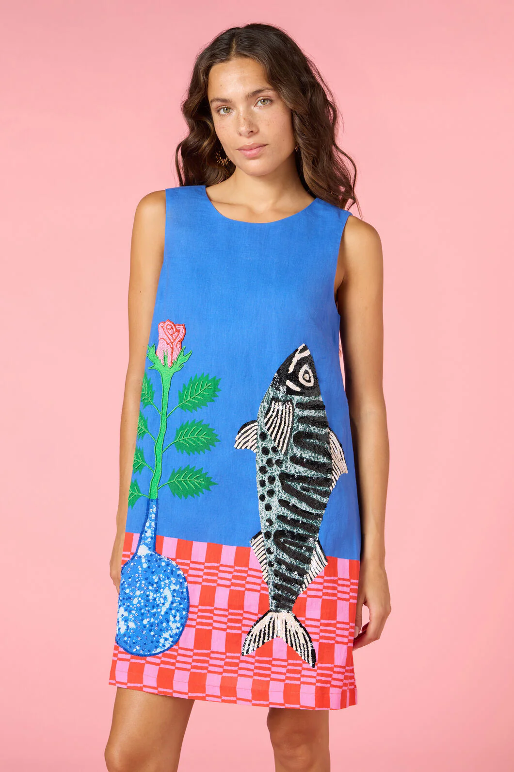 Gone Fishing Print Shift Dress - Image 2