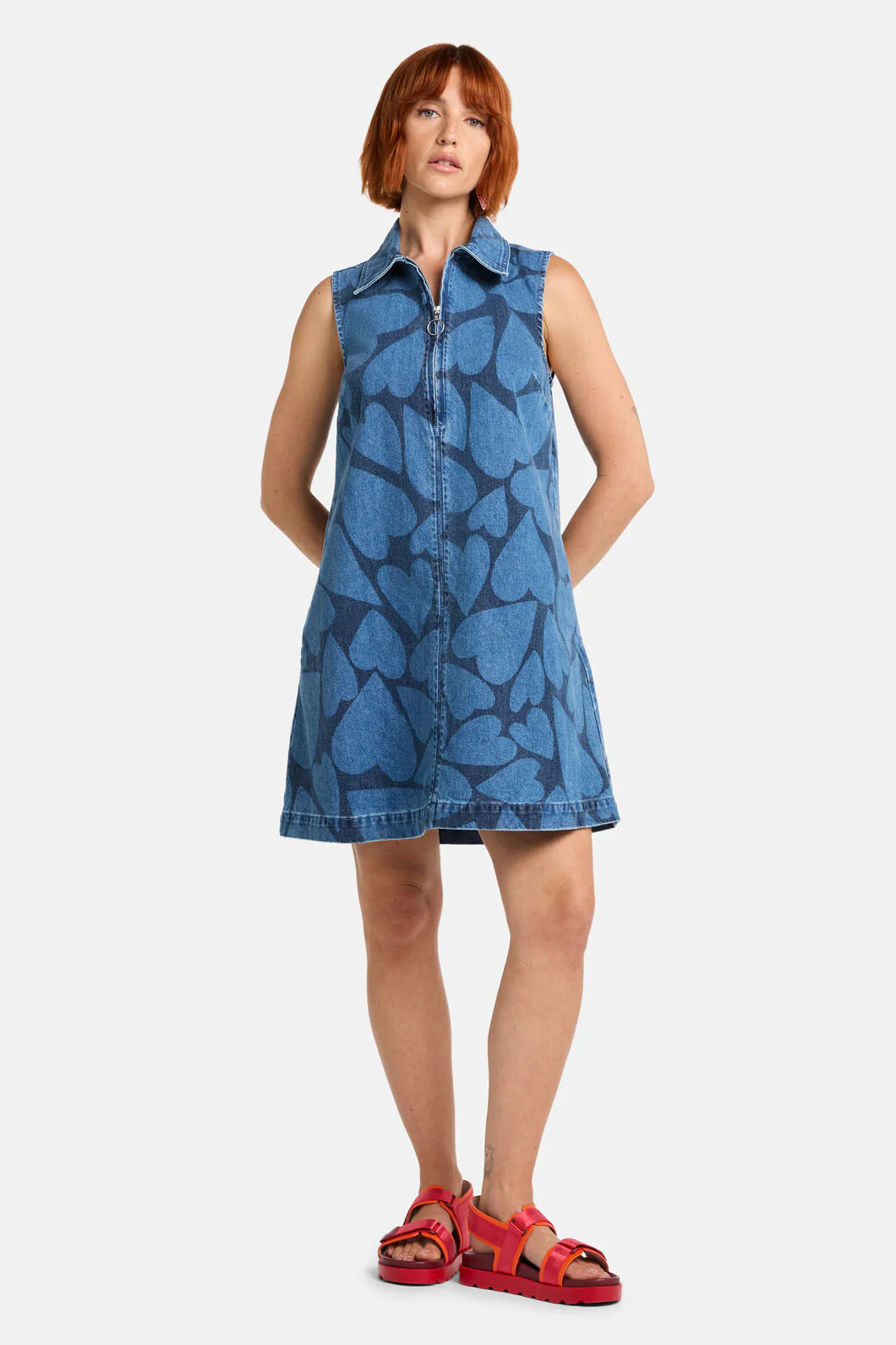 Heartbeat Denim Tie Dress - Image 2