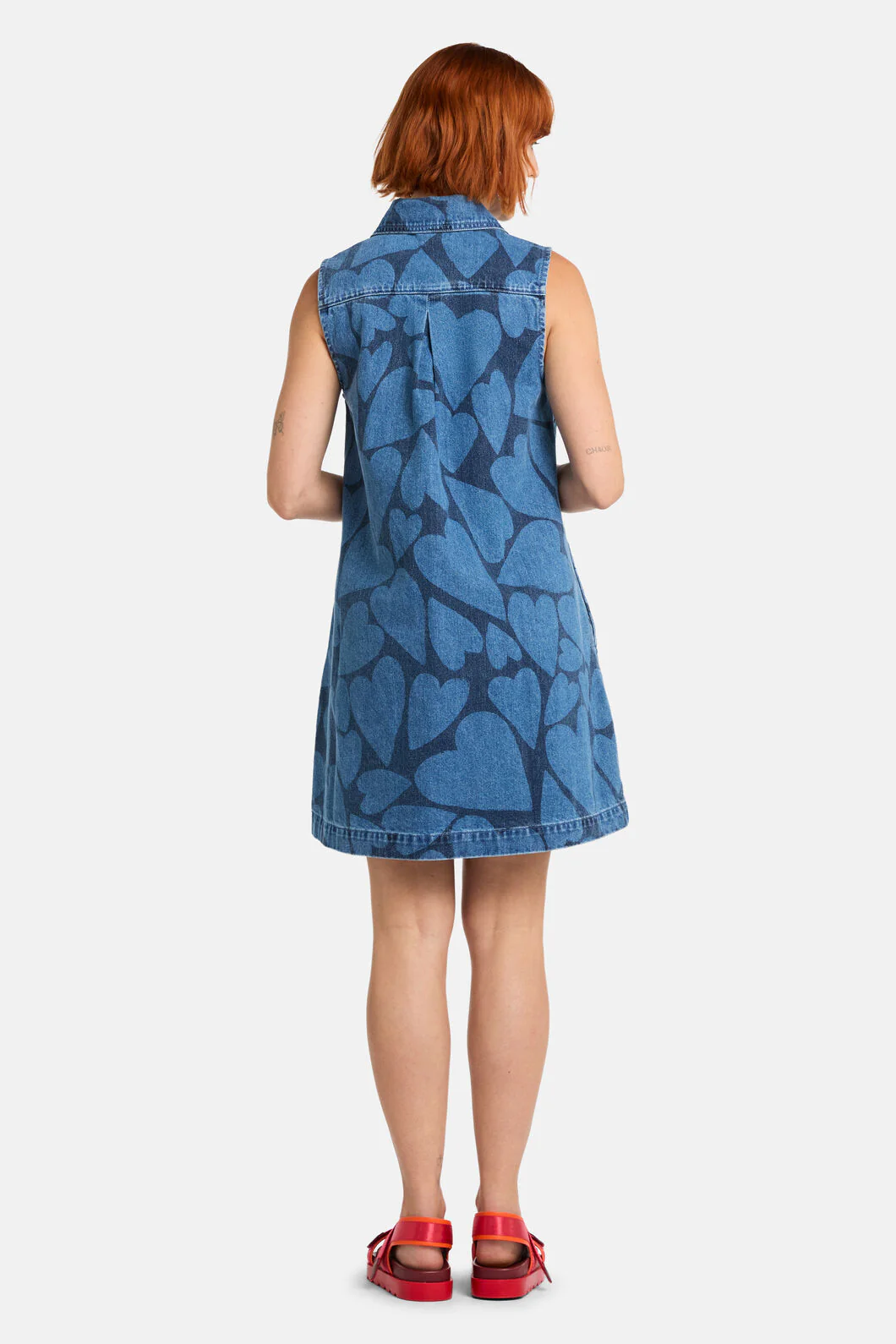 Heartbeat Denim Tie Dress - Image 3