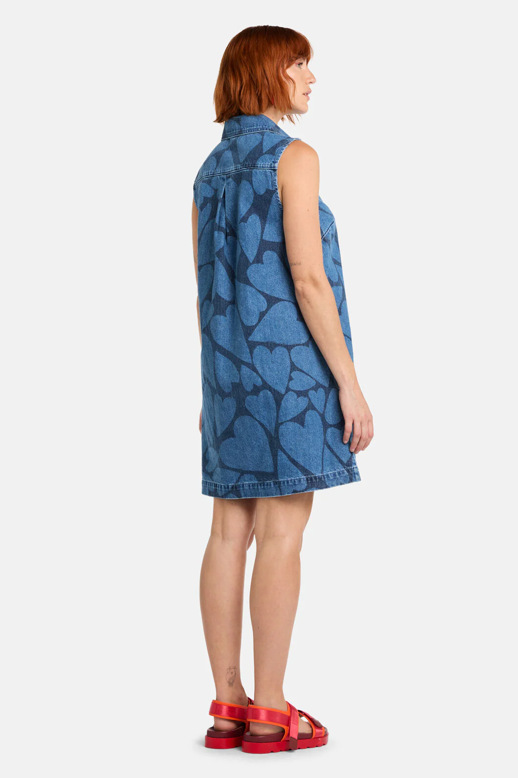 Heartbeat Denim Tie Dress - Image 4