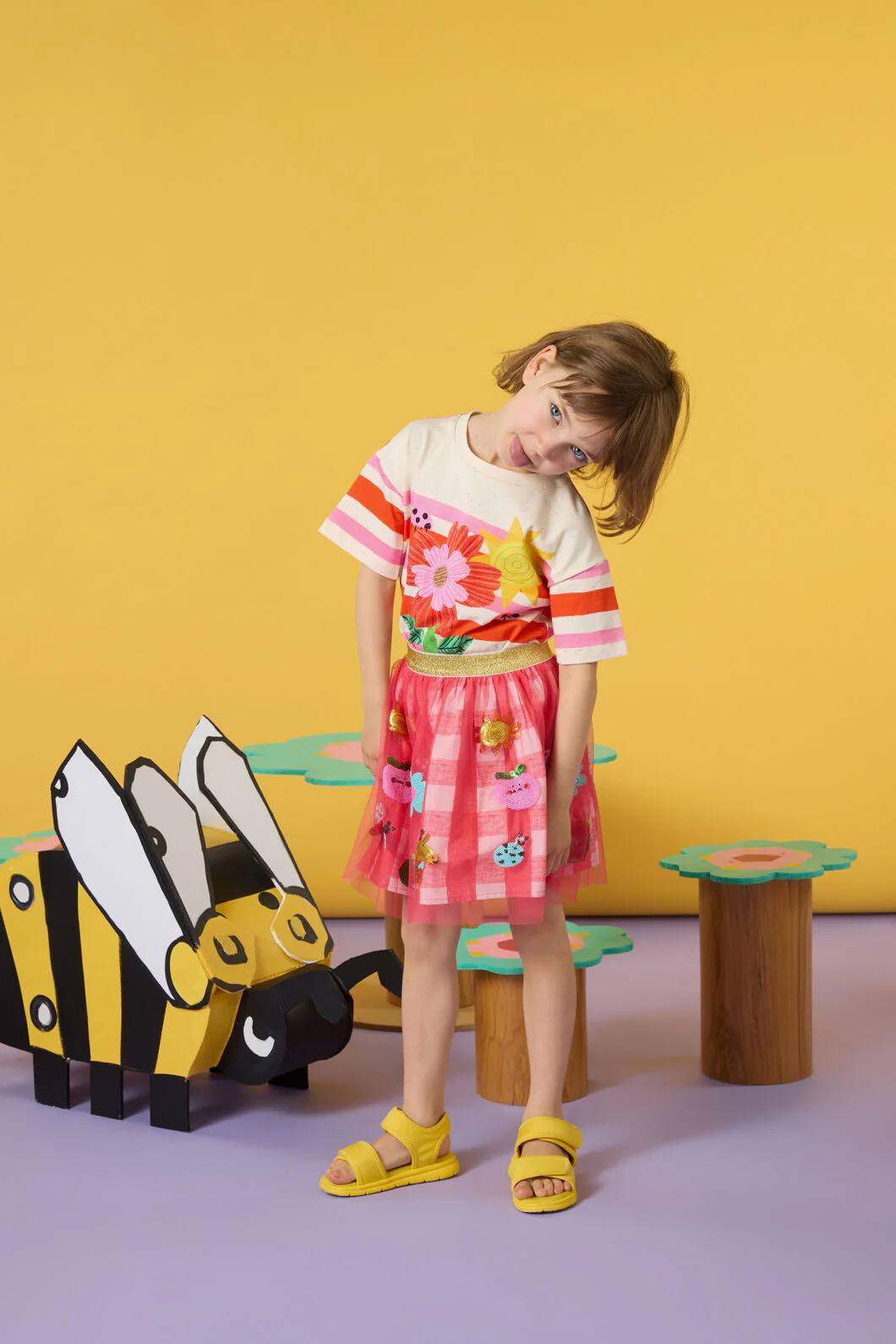 Jumble Gingham Sequins Kids Skirt - Image 2