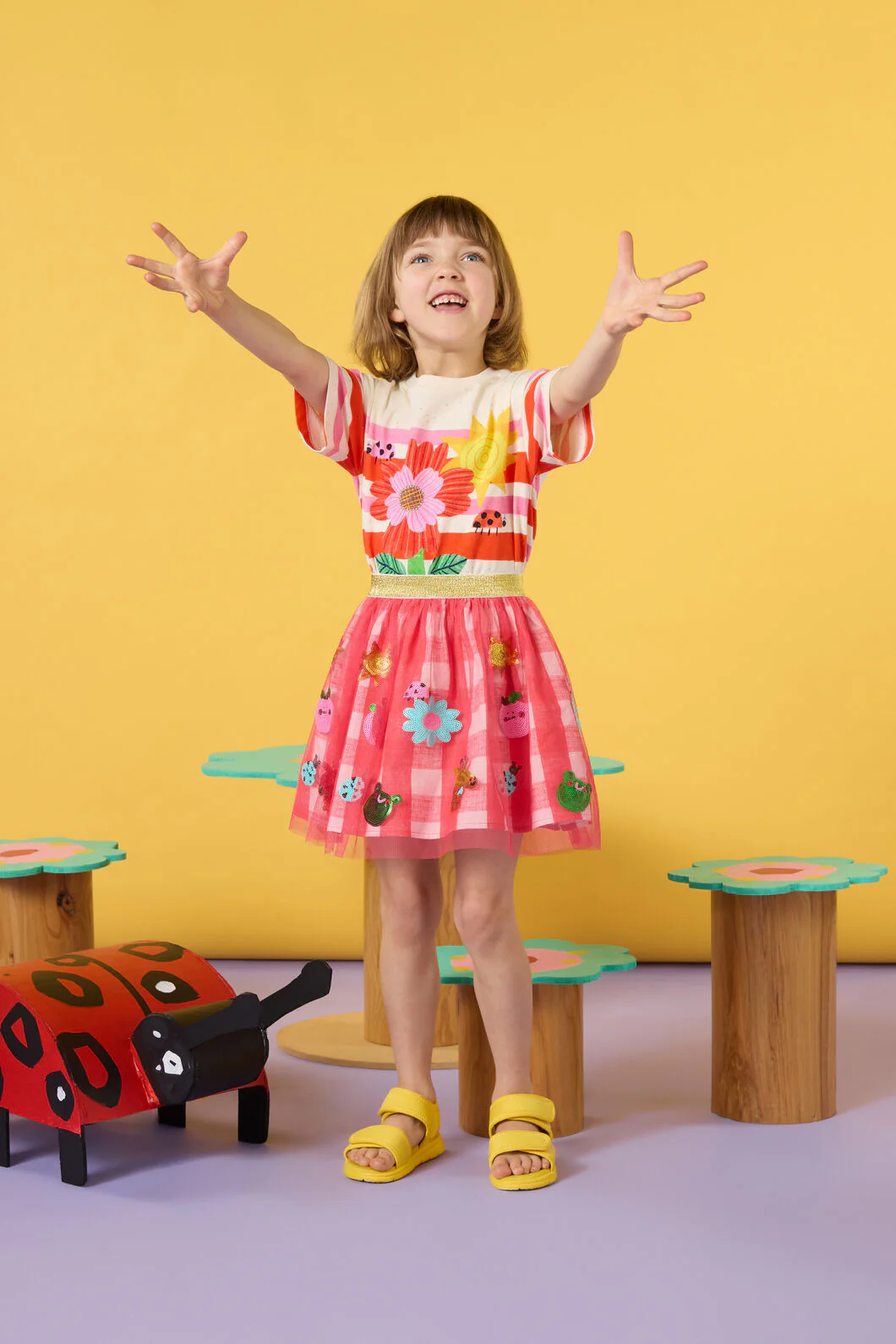 Jumble Gingham Sequins Kids Skirt - Image 3