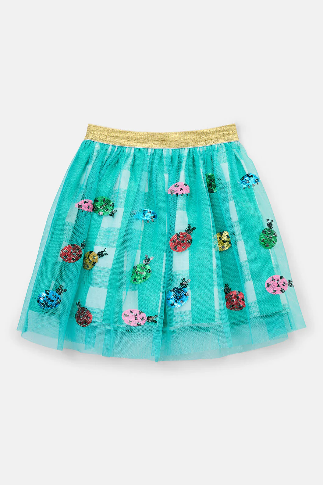 Ladybug Gingham Sequins Kids Skirt - Image 2