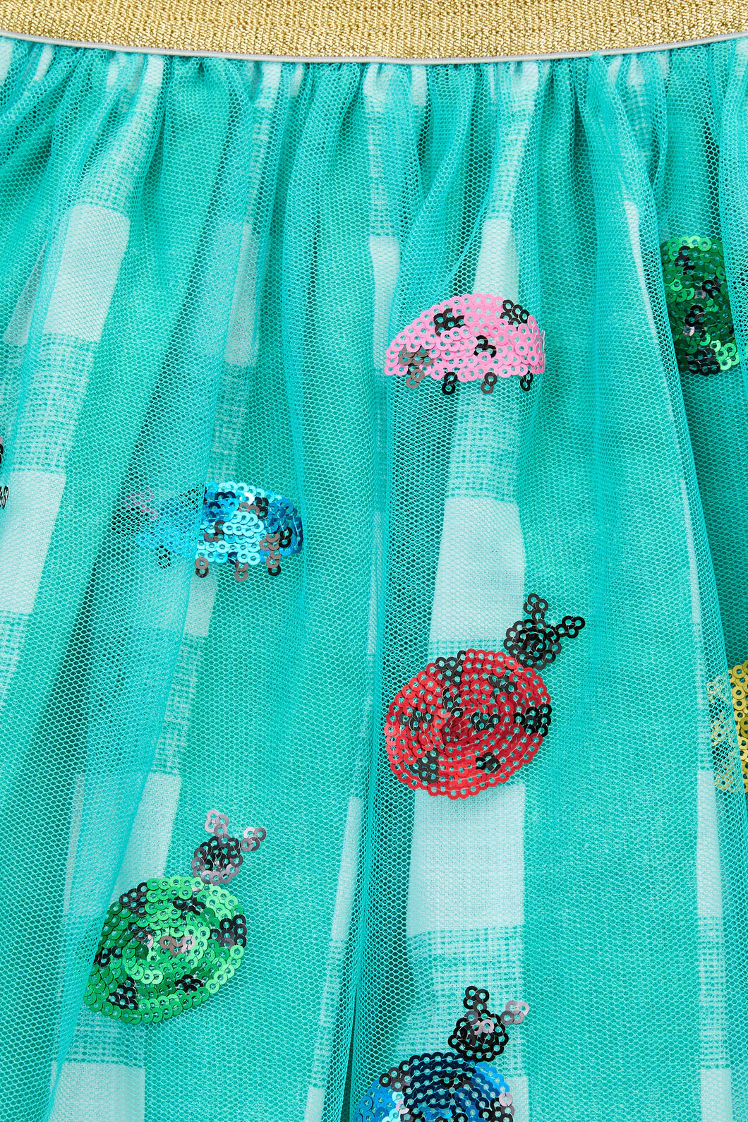 Ladybug Gingham Sequins Kids Skirt - Image 3