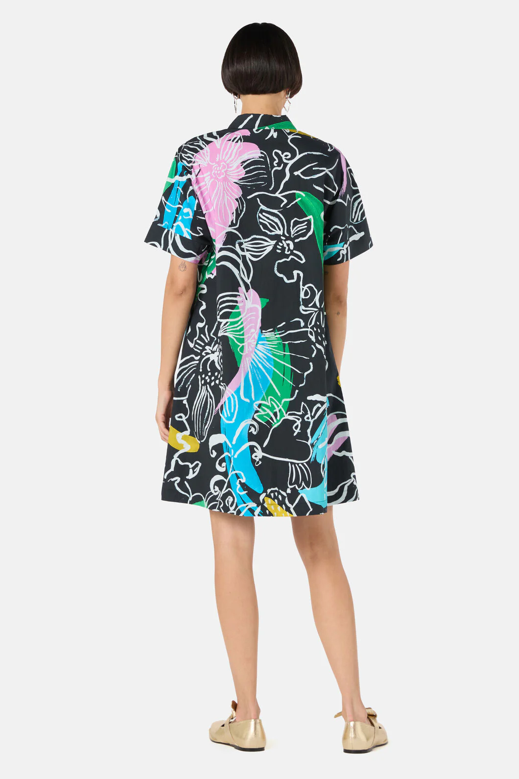 Linework Cotton Shirt Dress - Image 4