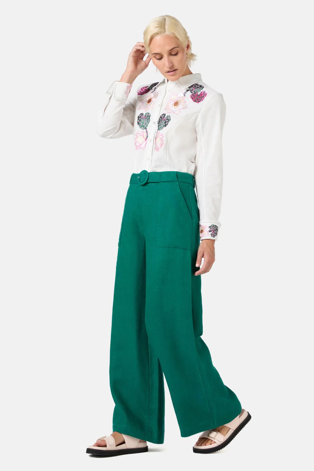 Lotus Leopard Embroidery Shirt - Image 4