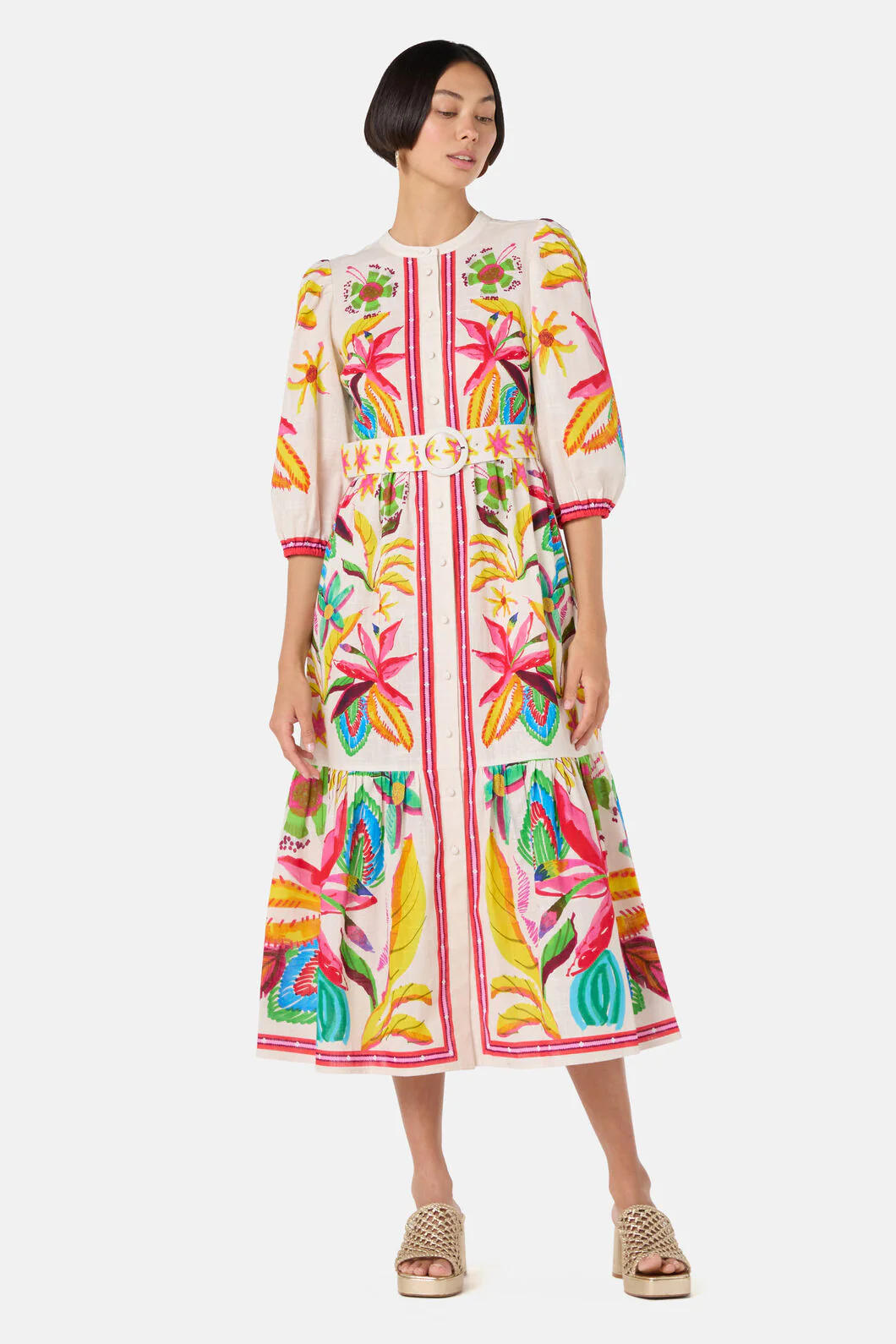 Papaya Palm Long Shirt Dress - Image 3
