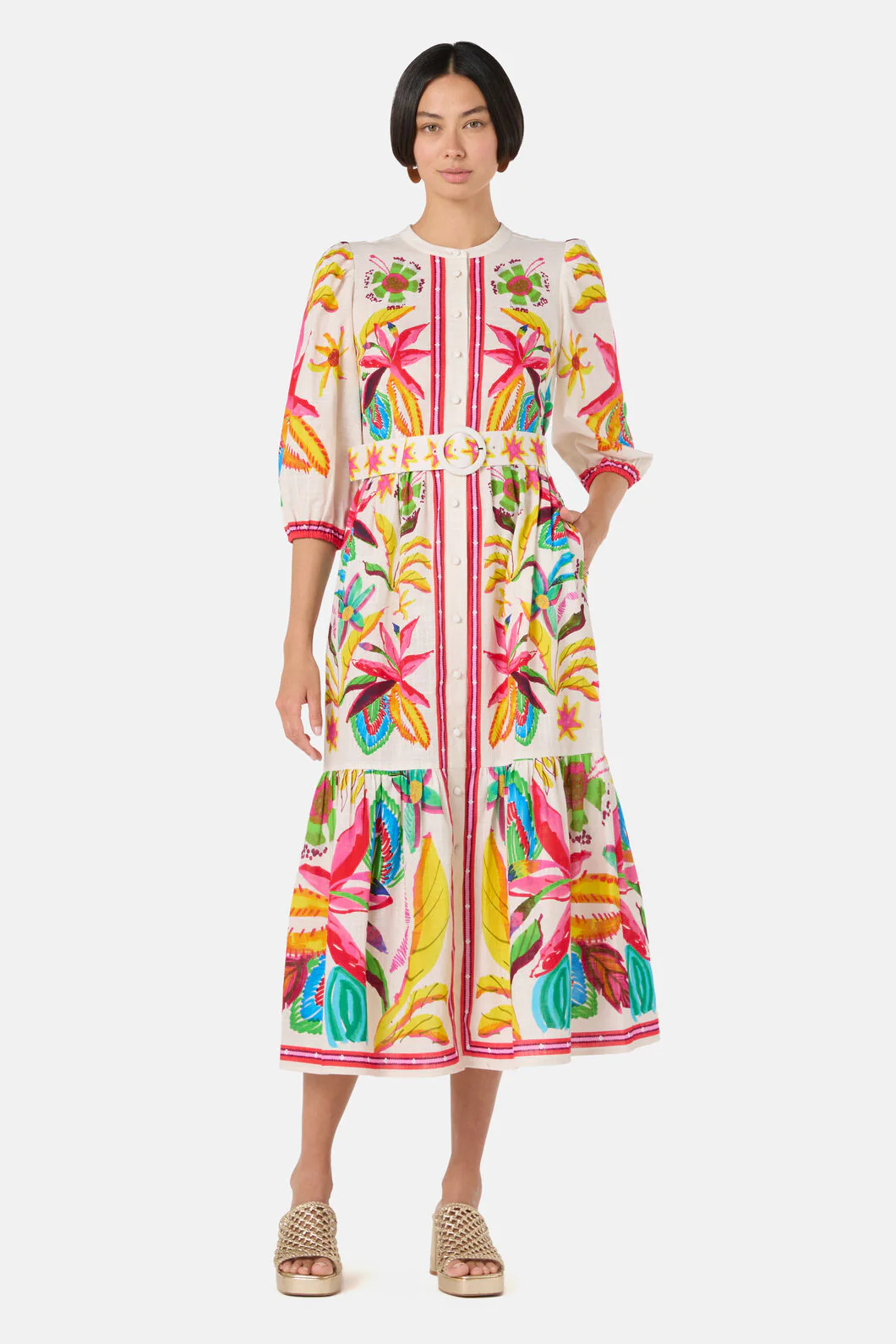 Papaya Palm Long Shirt Dress - Image 4