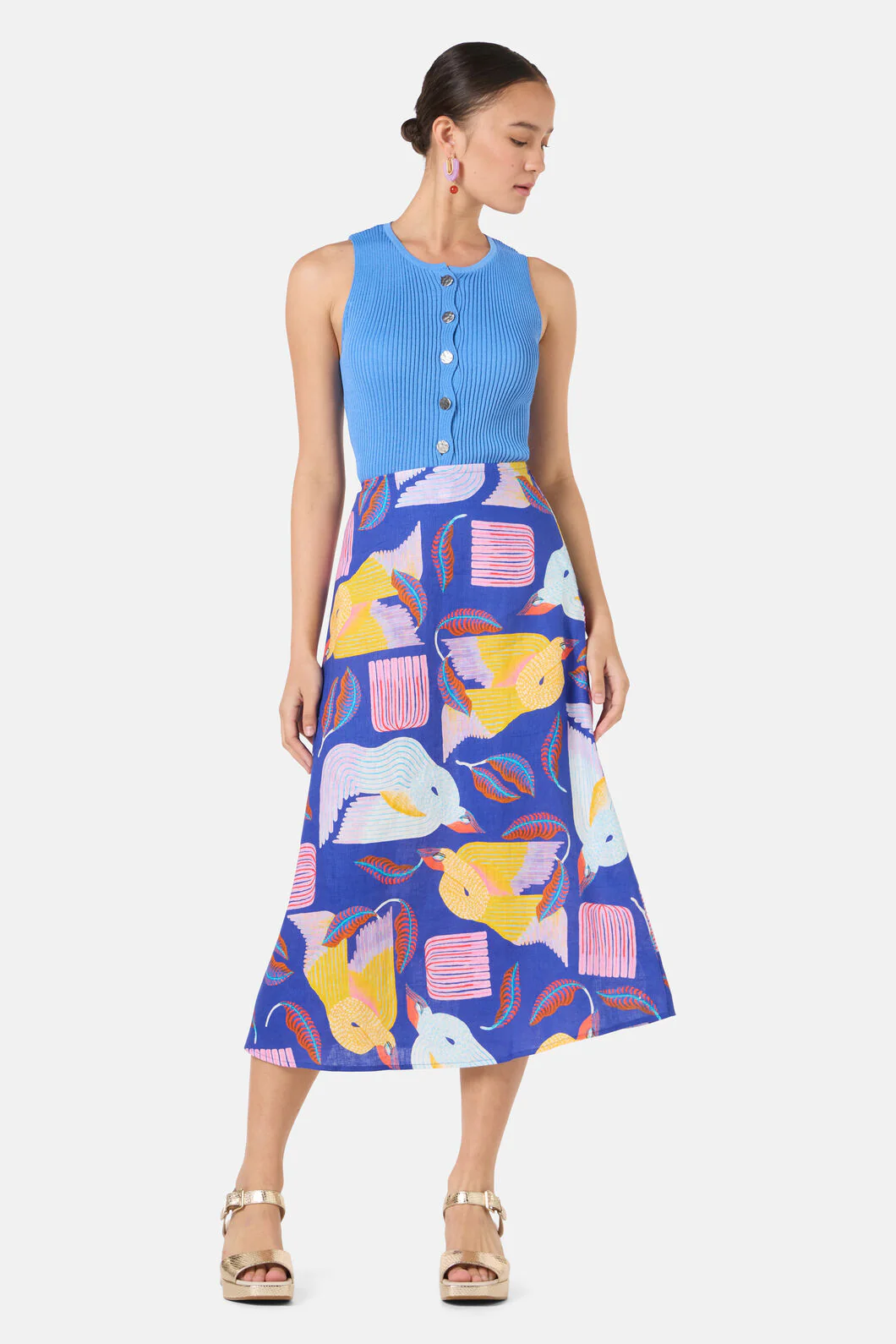 Past Lover Linen Print Skirt - Image 2