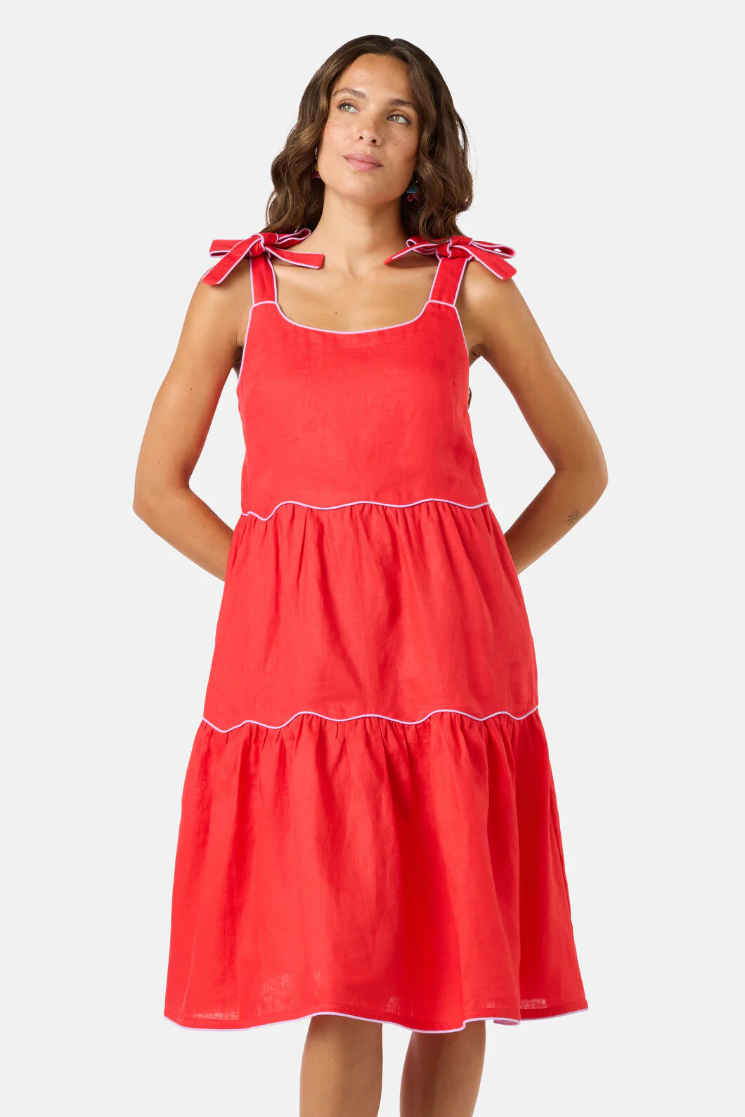 Path Your Way Tiered Linen Dress - Image 4