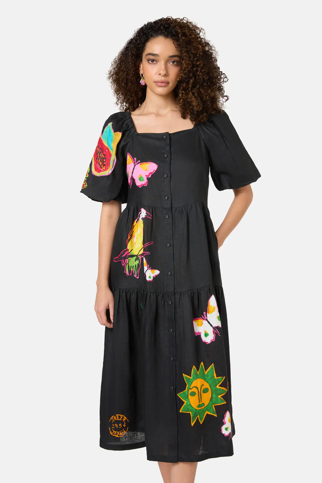 Pen Pals Tiered Linen Dress - Image 2
