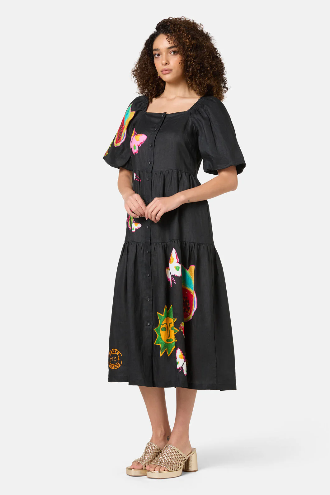 Pen Pals Tiered Linen Dress - Image 3