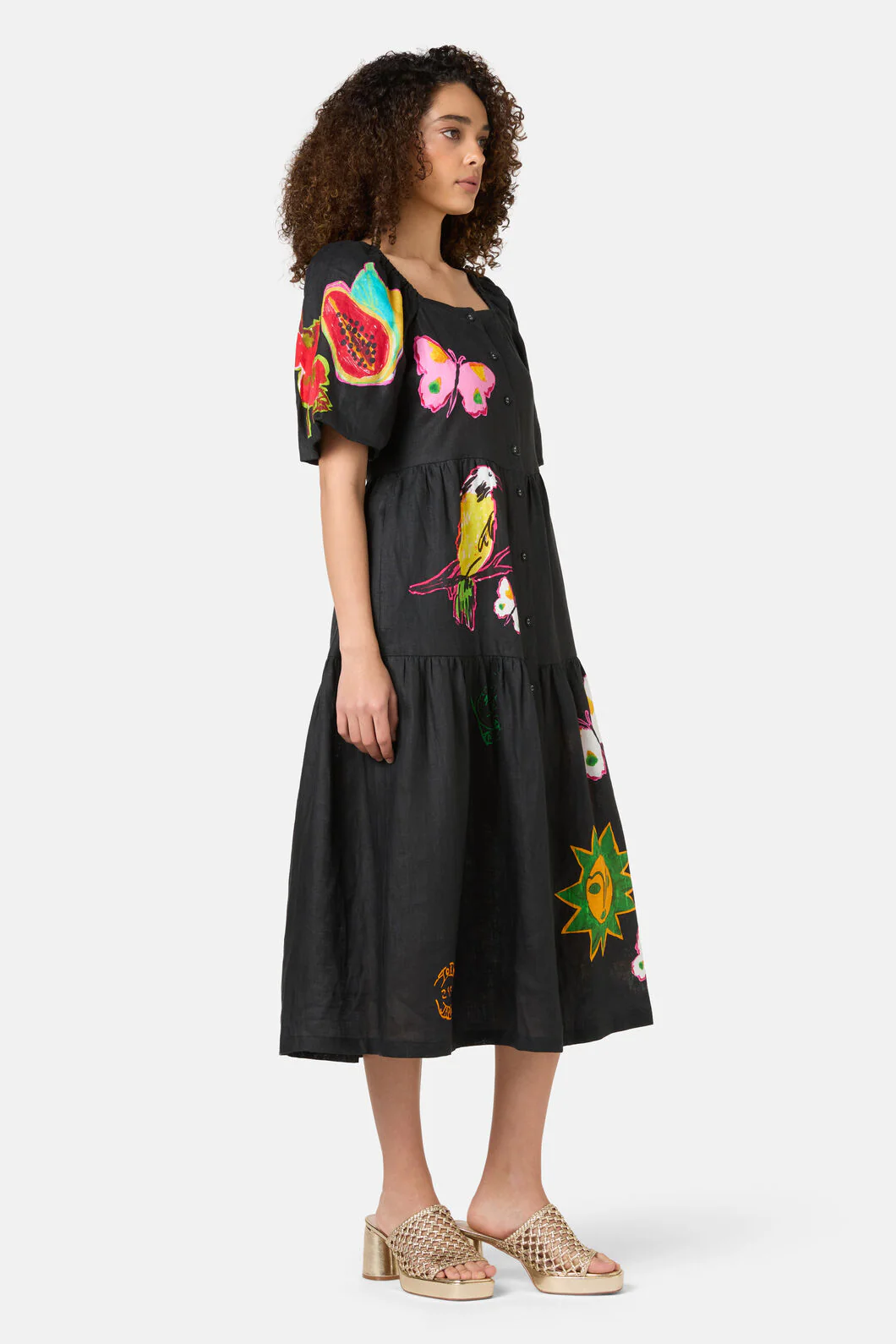 Pen Pals Tiered Linen Dress - Image 4