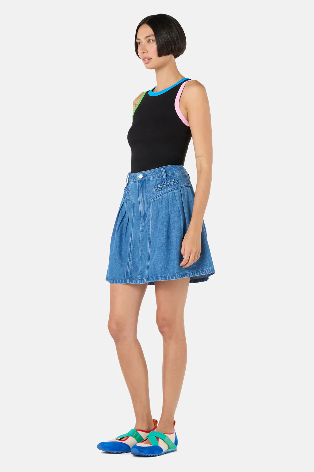 Plait Denim Mini Skirt - Image 2