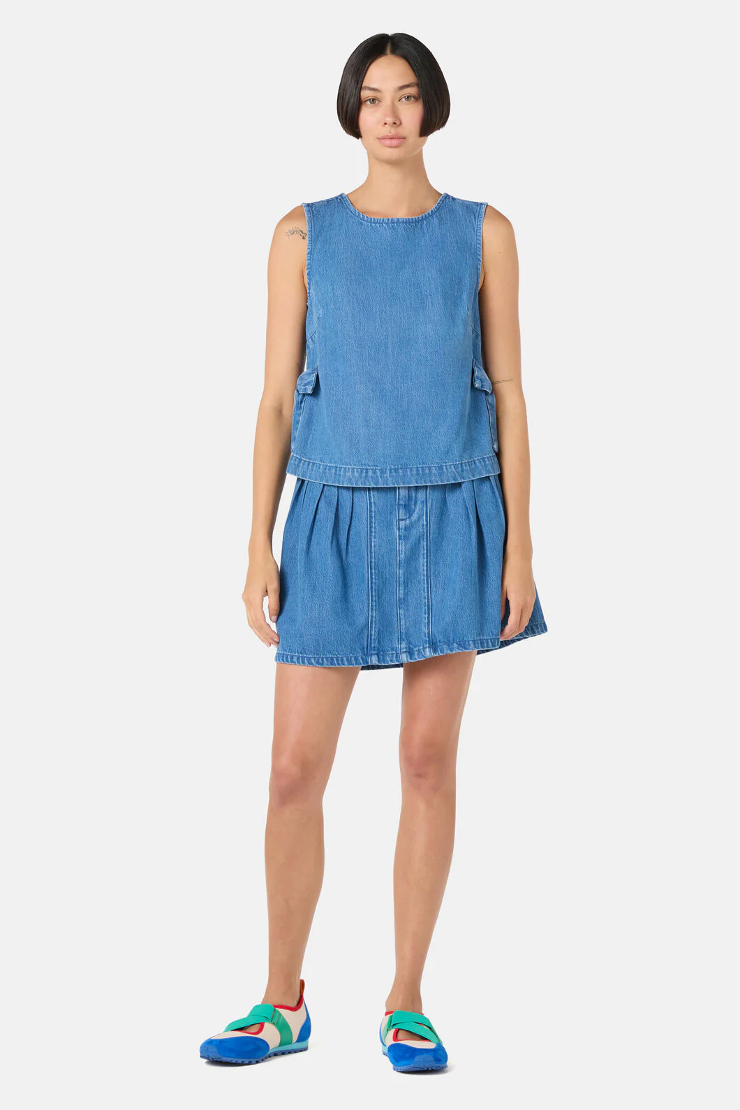 Plait Denim Mini Skirt - Image 4