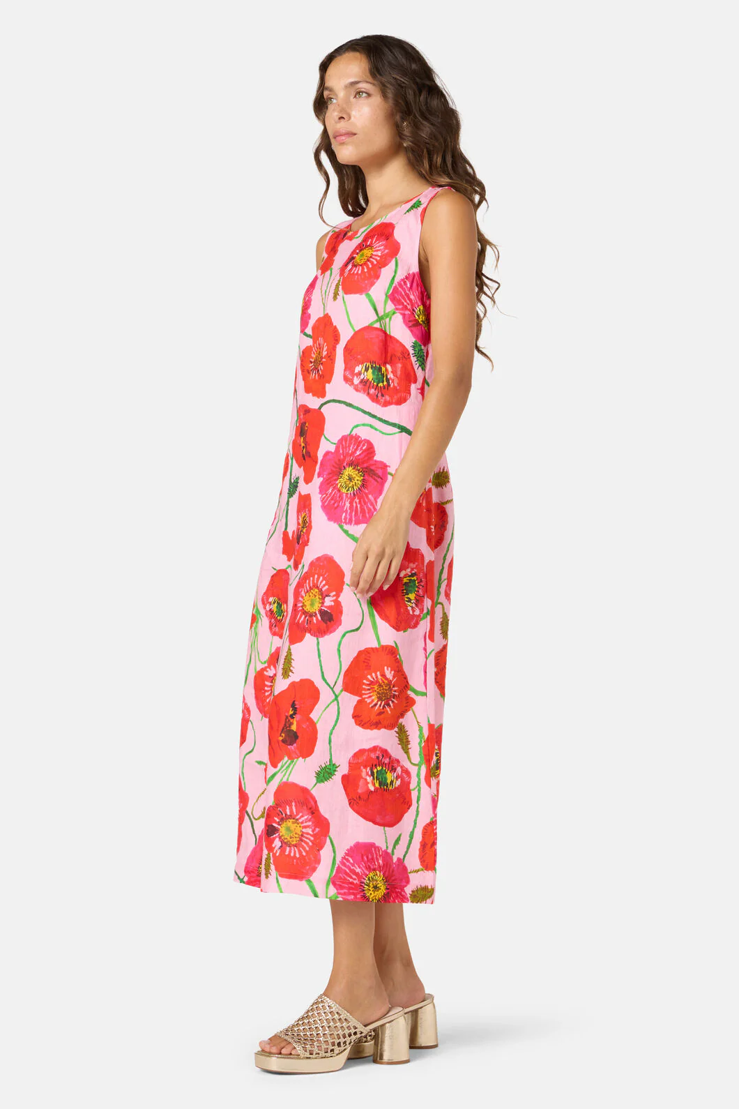 Poppies Print Linen Dress - Image 2