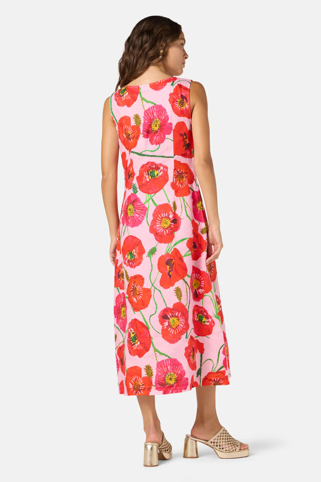 Poppies Print Linen Dress - Image 3