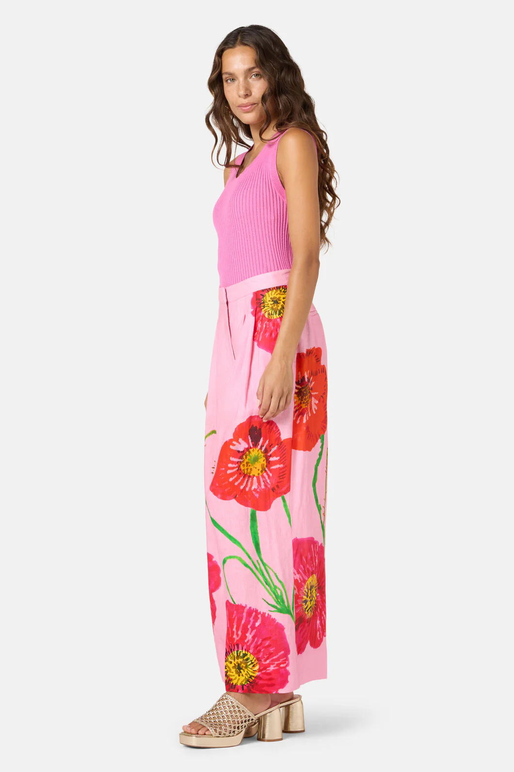 Poppies Print Linen Pants - Image 3