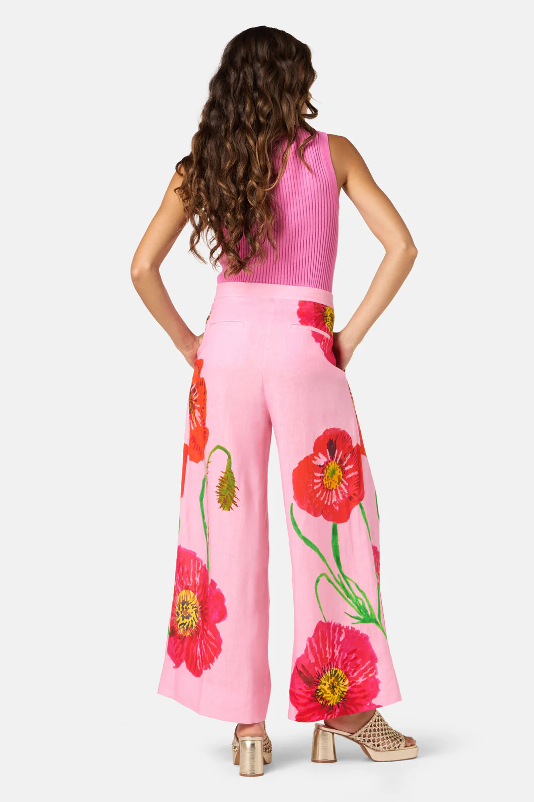 Poppies Print Linen Pants - Image 4