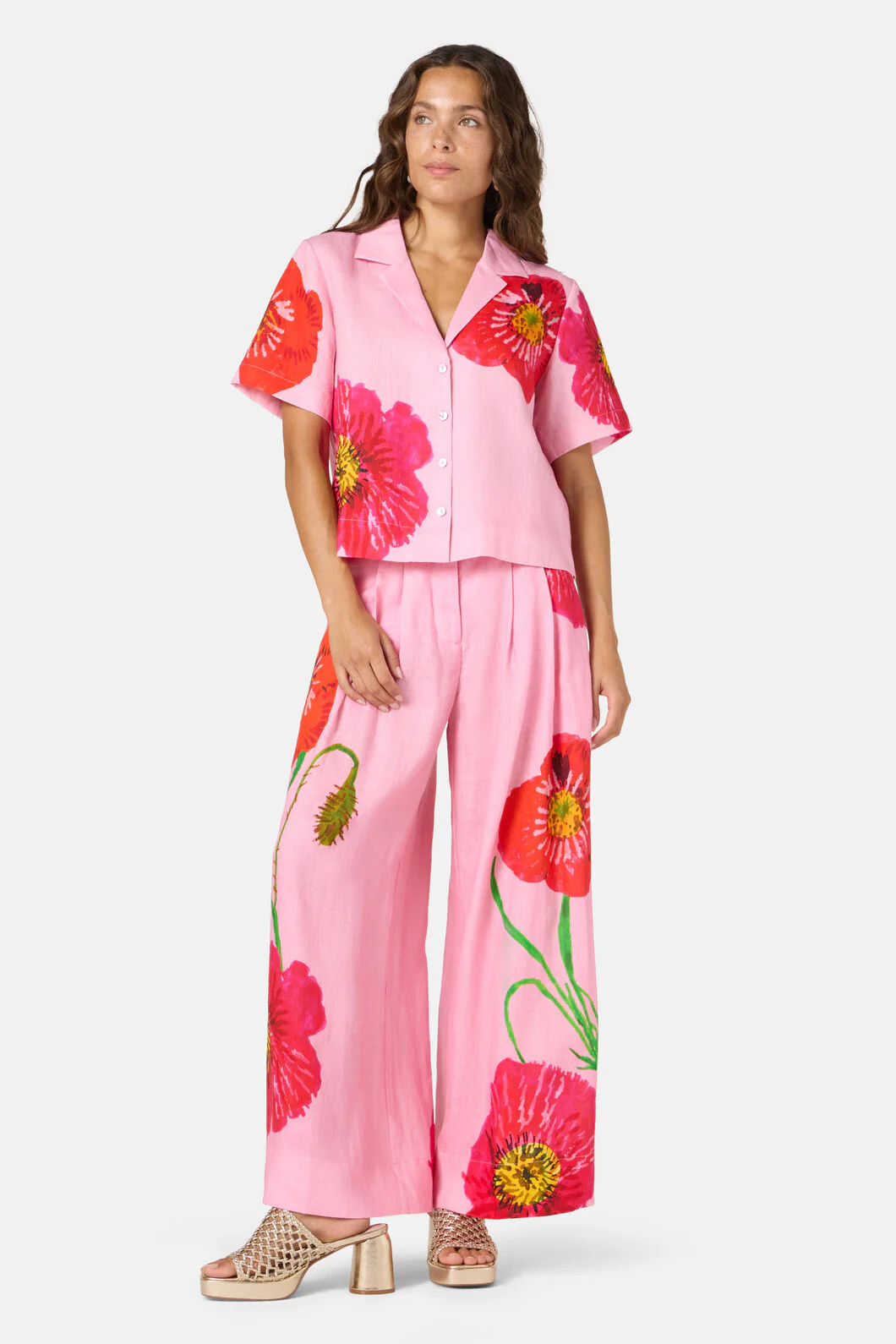 Poppies Print Linen Pants - Image 5
