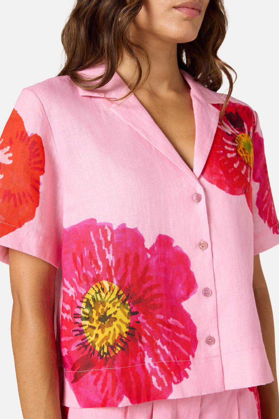 Poppies Print Linen Shirt - Image 5