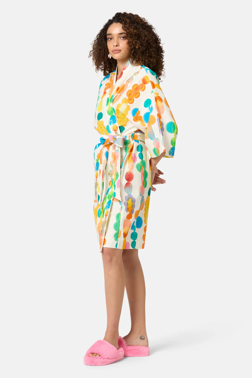 Rainbow Drops Linen Bathrobe - Image 3